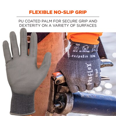 Ergodyne ProFlex 7044 PU Coated Cut-Resistant Gloves, ANSI A4, Gray, XXL, 1 Pair (10496)