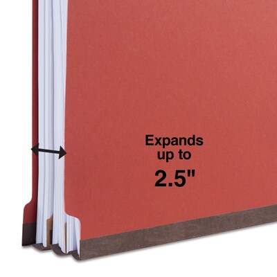 Quill Brand® End-Tab Partition Folders, 2 Partitions, 6 Fasteners, Chestnut Brown, Letter, 15/Box (748036)