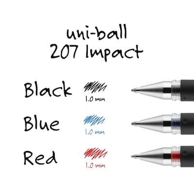 uni-ball 207 Impact Gel Pens, Bold Point, 1.0mm, Black Ink (65800)