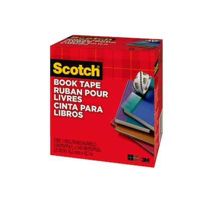 Scotch Book Transparent Clear Tape, 3 x 15 yds., 3 Core, Transparent (845-3)