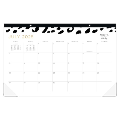 2025-2026 Blue Sky Ashley G Leopard 11 x 17 Academic Monthly Desk Pad Calendar, Black/White (14904