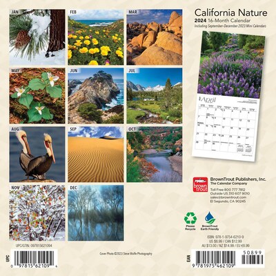2024 BrownTrout California Nature 7 x 14 Monthly Wall Calendar (9781975462109)
