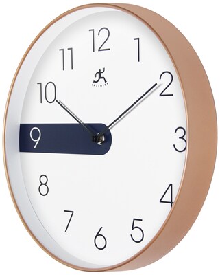 Infinity Instruments Copper Stripe Analog Wall Clock, Plastic Frame, 12" (20288GD-4529A)