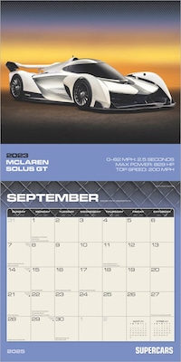 2025 Plato Supercars 12" x 12" Monthly  Wall Calendar (9781975480776)