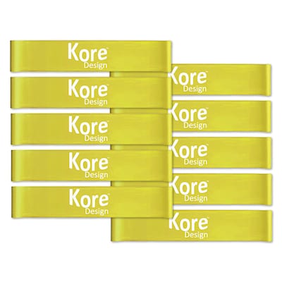 Kore Design Fidget Kick Bands, Latex, 10 to 16, Yellow, Pack of 10 (KD-KB1003)