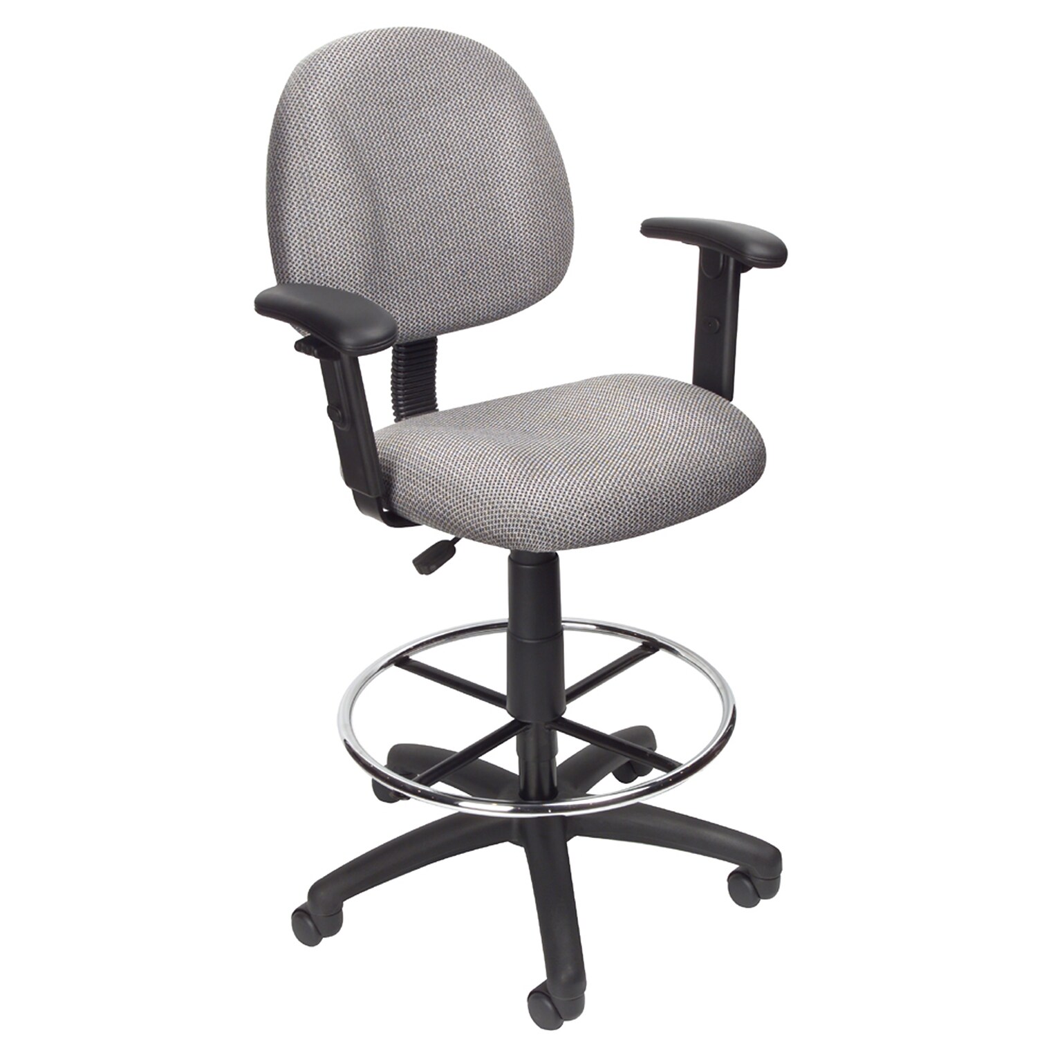 Boss® Drafting Stool w/ Adjustable Arms and Footring; Gray