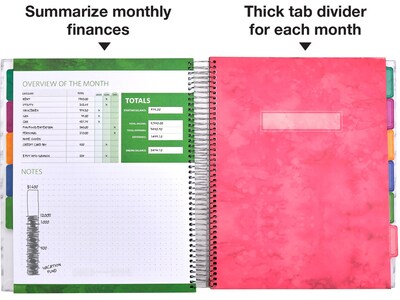 Global Printed Products 8.5" x 11" Budget Planner & Monthly Bill Organizer, Paperboard Cover, Gray/White (GPP-0073)