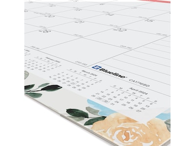 2023-2024 Blueline Blossom 22" x 17" Academic Monthly Desk Pad Calendar (CA1716BD)