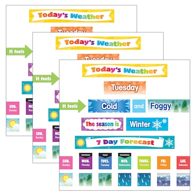 Teacher Created Resources Colorful Weather Pocket Chart Cards, 94 Per Pack, 3 Packs (TCR8346-3)