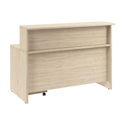 Bush Business Furniture Arrive 60"W Reception Desk with Shelf and Mobile File Cabinet, Natural Elm (ARV002NE)