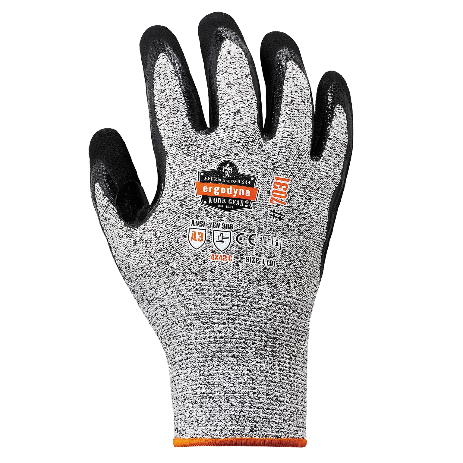 Ergodyne ProFlex 7031 Nitrile Coated Cut-Resistant Gloves, Medium, A3 Cut Level, Gray, 144 Pairs (17883)