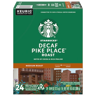 Starbucks Pike Place Decaf Coffee Keurig K-Cup Pods, Medium Roast, 24/Box (SBK18999) | Quill