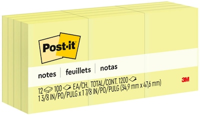 Super Sticky Notes, 4 x 4, Canary Yellow, Lined, 90 Sheets/Pad