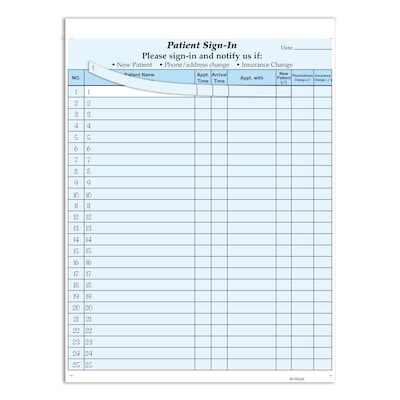 Cosco Patient Confidential Sign-In Forms, 3-Part, 125 Forms/Pack (074039)