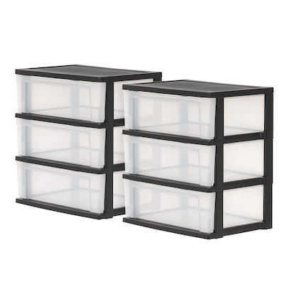 Iris Stackable Wide Chest, 3 Drawer, Black, 2/Pack (380026)