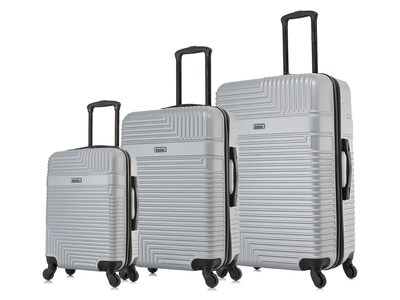 InUSA Resilience 3-Piece Hardside Spinner Luggage Set, Silver (IURESSML-SIL)