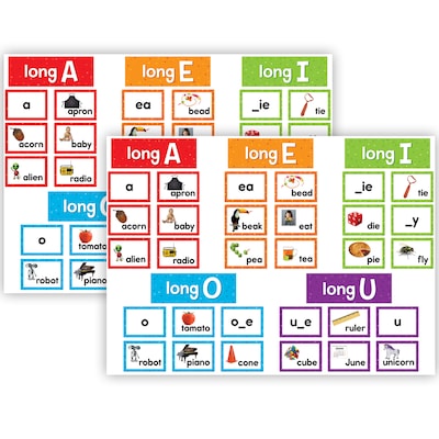 Teacher Created Resources Long Vowels Pocket Chart Cards, 205 Pieces Per Pack, 2 Packs (TCR20851-2)