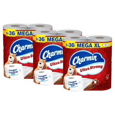 Charmin Ultra Strong Mega XL Toilet Paper, 2-Ply, White, 330 Sheets/Roll, 18 Rolls/Pack (04308)