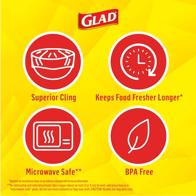 Glad Cling ‘N Seal Plastic Food Wrap, 200 Square Foot Roll, 12/Carton (00020)