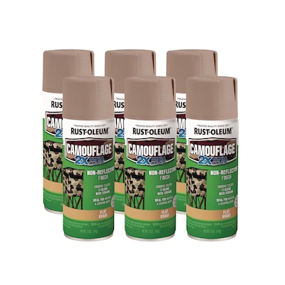 Rust-Oleum Camouflage Spray Paint, 12 oz. Aerosol Can, Flat Khaki, 6/Carton (RST279177CT)