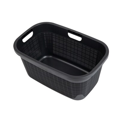 Mind Reader 10-Gallon Laundry Basket, Plastic, Black (50HAMP-BLK)