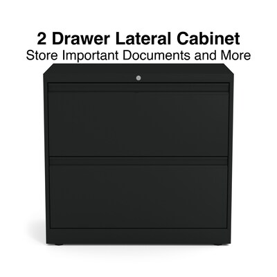 Quill Brand® Commercial 2 File Drawer Lateral File Cabinet, Assembled, Black, Letter/Legal, 30W (20