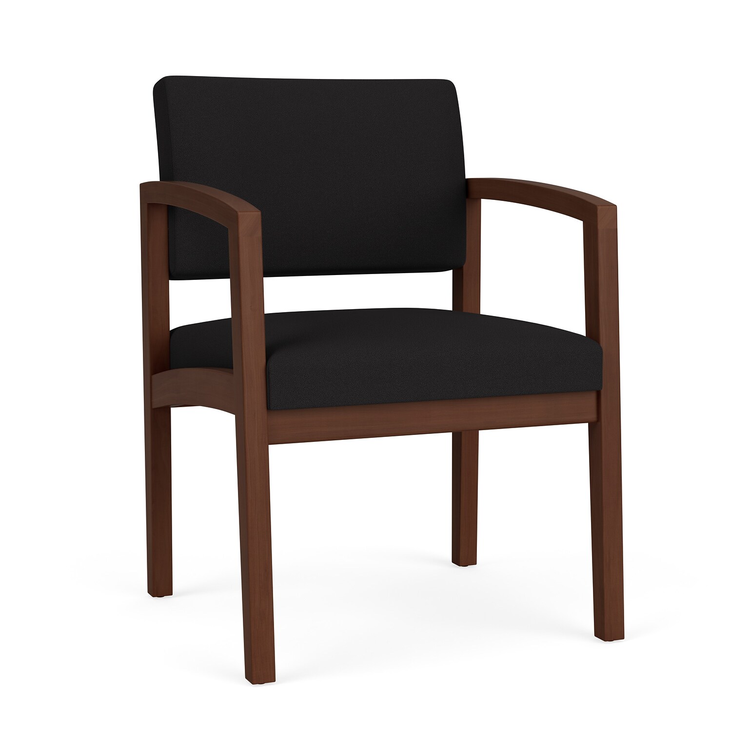 Lesro Lenox Wood Fabric Guest Chair, Open House Black/Walnut (LW1101.WWL-01OHBK)