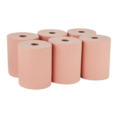 goRag Durable Fibers Wipers, Orange, 250 ft./Roll, 6 Rolls/Carton (20067)