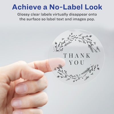 Avery Print-to-the-Edge Laser/Inkjet Labels, 2 Diameter, Glossy Clear, 12 Labels/Sheet, 10 Sheets/P