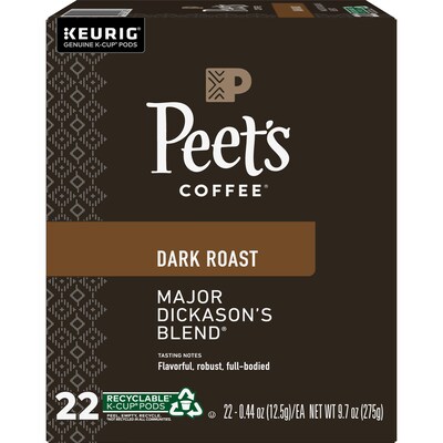 Peet's Coffee Major Dickason's Blend Coffee Keurig® K-Cup® Pods, Dark Roast, 88/Carton (65470)