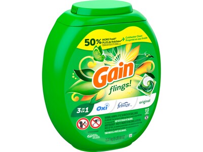 Gain Flings! HE Laundry Detergent Capsule, Original, 112/Pack (02446)