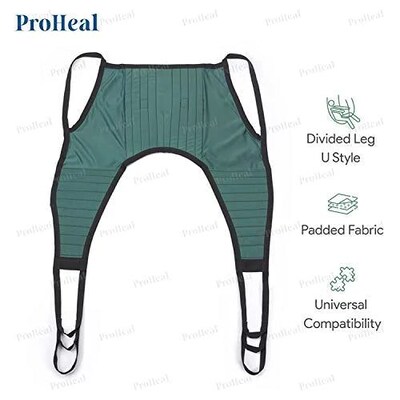 ProHeal Universal Padded Divdided Leg Lift U Sling for Patient Lifts, Large, 47" x 26", Polyester (PHP-30101-NHS)