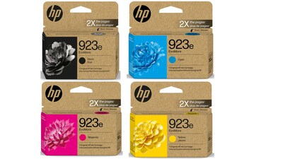 HP 923e EVOMORE Black/Cyan/Magenta/Yellow High Yield Ink Cartridges, 4/Pack
