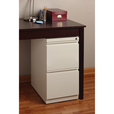 Hirsh 20" Mobile Pedestal File Cabinet, 2 Drawer File-File, Letter Width, Putty (18577)