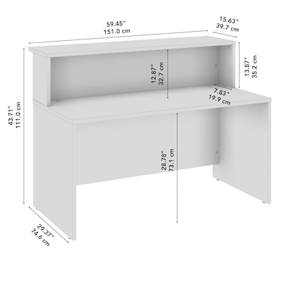 Bush Business Furniture Arrive 60"W Reception Desk with Shelf, Storm Gray (ARV001SG)