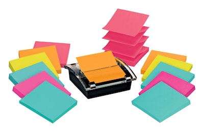 Post-it Pop Up Super Sticky Notes, 3 x 3 in., 1 Dispenser, 12 Pads, 90 Sheets/Pad, 2x the Sticking P