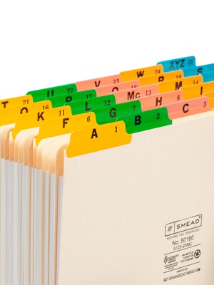 Smead Hanging File Folder Tabs, 5-Tab, Manila, 25/Set (50180)