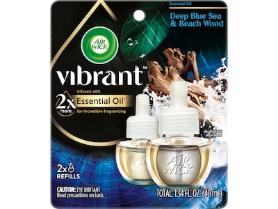 Air Wick Vibrant Scented Oil Warmer Refill, Deep Blue Sea & Beach Wood, 0.67 Fl. Oz., 2/Pack (62338-