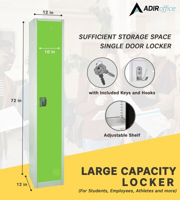 AdirOffice 72'' Single Tier Green Storage Locker, 4/Pack (629-201-GRN-4PK)