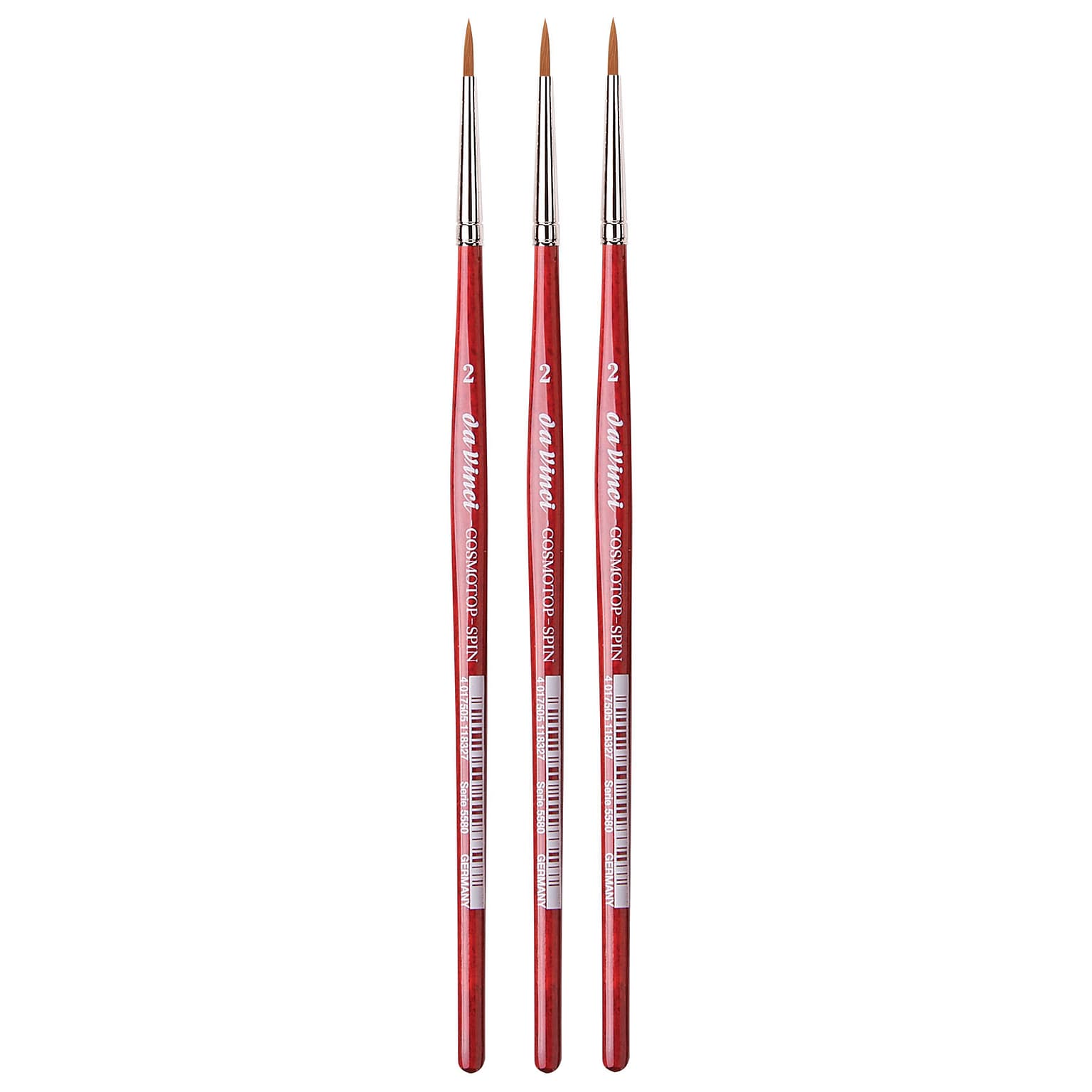 da Vinci COSMOTOP-SPIN Watercolor Synthetic Silkpainting Round Brush, 3 Brushes/Pack (DVXVA55802-3)