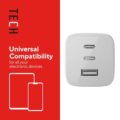 Staples® USB-A/USB-C Wall Charger, White (ST62326)