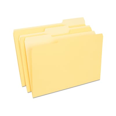 Quill Brand® File Folders, Assorted Tabs, 1/3-Cut, Legal, Yellow, 100/Box (741013YW)