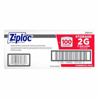 Ziploc 1-Gallon Storage Bag, 250 per Pack - 1 per Case