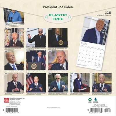 2025 BrownTrout President Joe Biden 12 x 24 Monthly Square Wall Calendar, (9781975475574)