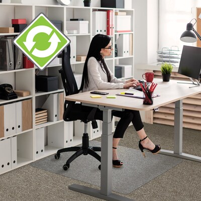 Floortex Cleartex Carpet Chair Mat, 48 x 51, Designed for Medium-Pile Carpet, Clear Enhanced Polym