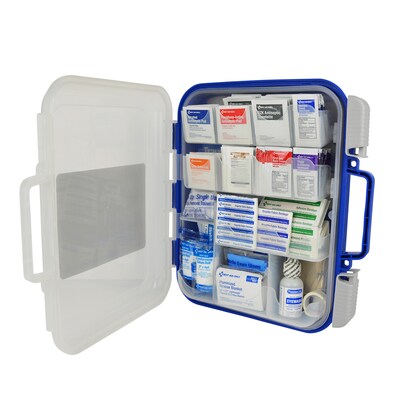 First Aid Only ReadyCare Plastic First Aid Kit with Medication, ANSI 2021 Class A, 50 People, 238 Pieces, Clear/Blue (90698)