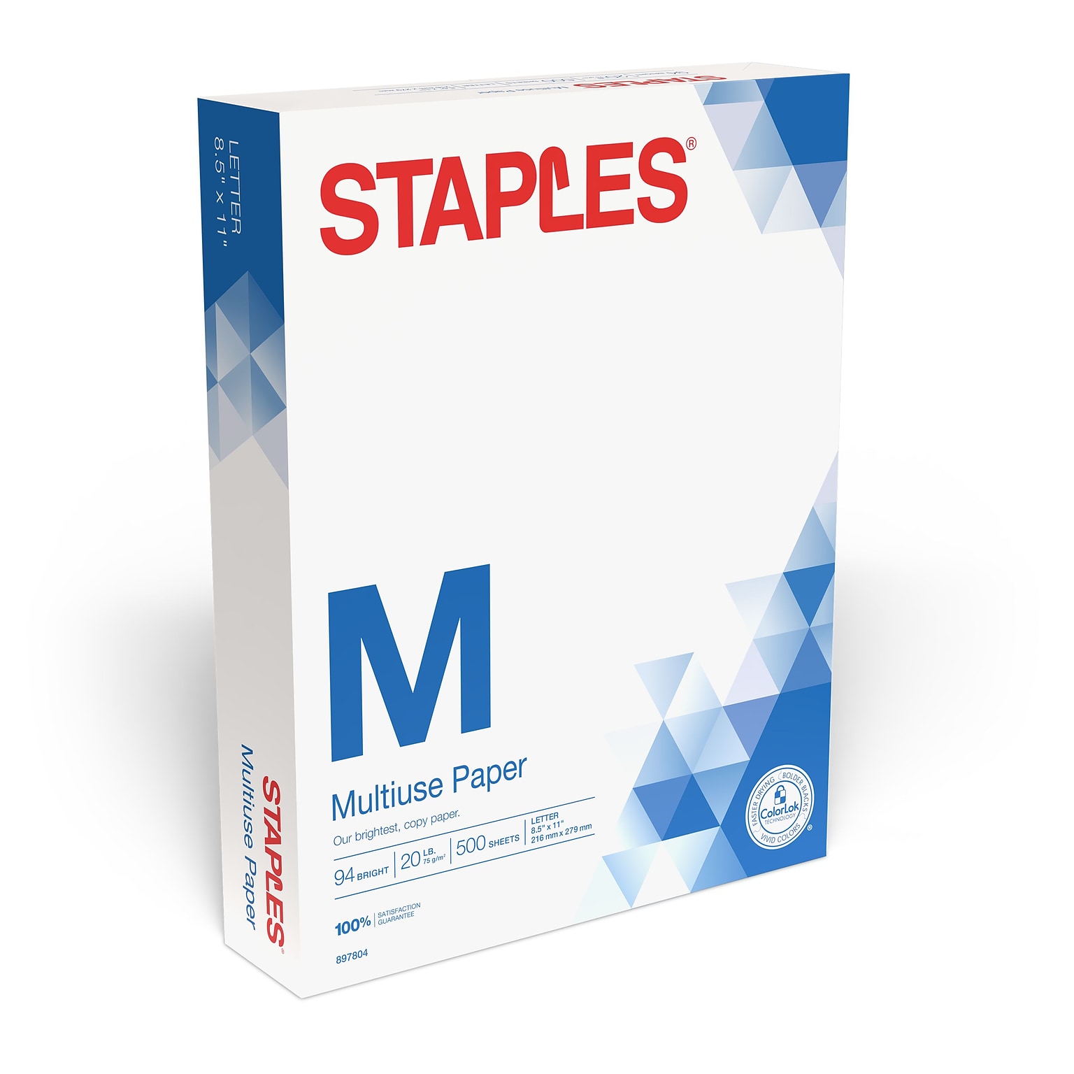 Staples Select 8.5 x 11 Copy Paper, 20 lbs., 94 Brightness, 500/Ream (20471)