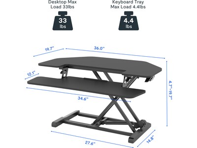 FlexiSpot M7 Series 36"W Manual Adjustable Standing Desk Converter, Black (M7-E-36C)