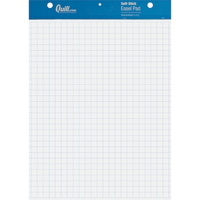 Quill Brand® Self-Stick Grid Style Easel Pad, 25 x 30, White, 30 Sheets/Pad, 2 Pads/Box (720448)