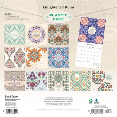 2025 Brush Dance Enlightened Rumi 12 x 24 Monthly Square Wall Calendar (9781975478551)